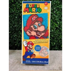 Nintendo Super Mario Latch Hook Kit Dimensions 72-75279 12x12 Printed Canvas DIY